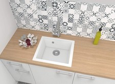 Respekta Mineralite Einbauspüle 1 Becken Ohio 50 x 44 cm Weiß - B-Ware sehr gut