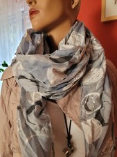 SCHAL TUCH SCARF HALSTUCH Damen ❤️ Seide & Cotton Punkte Kreise NEU ITALY