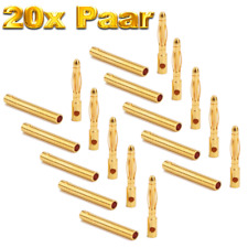 ✅ 20 Paar 2mm 2.0 mm Goldstecker Bananenstecker Stecker Buchse Vergoldet 20A RC
