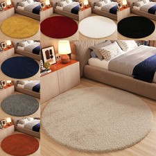 Runder Langflor Teppich Shaggy Modern Einfarbig Weich Wohnzimmer Schlafzimmer