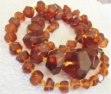 Bernsteinkette vintage, original Amber, facettiert, Länge 63 cm