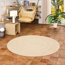 Naturfaser Teppich Handgefertigt Jute Kaya Beige Meliert Rund