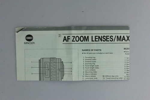 Minolta zoom lenses maxxum - minolta,