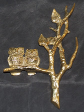 Messingdekor Eulen Wandbehang ca. 22cm Dekorfiguren Geschenk Sammler