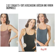 Esmara Damen Spaghettiträgerhemd 3 Stück Pack Spagettitops Unterwäsche Baumwolle