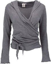 Wickelshirt, Baumwollstrick Pullover, Wickeljacke - granitgrau