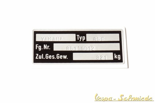 Universal typenschild inkl - universal-typenschild,