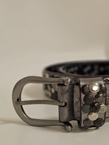 Ledergürtel nieten leder grau - ledergürtel,