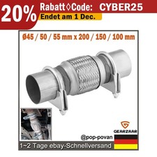 Edelstahl Flexrohr Auspuffrohr Flexstück  Ø45 / 50 / 55 mm x 200 / 100 / 150 mm