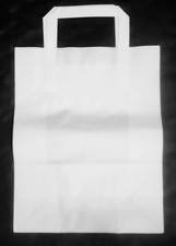 30 Stück Papiertaschen Tragetaschen mit Flachhenkel weiss   H 28/B 22 /T 10 cm