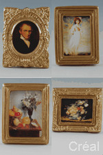 4 Bilderrahmen in gold, Puppenhaus Puppenstube 1:12