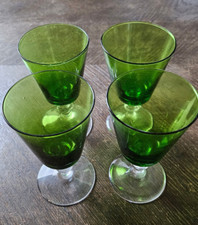 4 Weingläser Süßweinglas Grü  antik selten