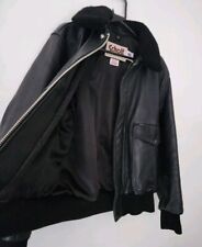 FW16 Supreme X Schott Leder A-2 Flug Jacke Rindsleder Schwarz Satin Schafsfell S