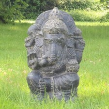 Ganesha Steinfigur Hinduismus Buddhismus Gott Götterbote Stein Lavasand 50 cm
