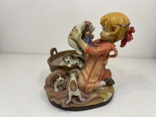 Dolfi Holz Figur "Mädchen mit Hundewelpen" 11 cm. Top Zustand.  