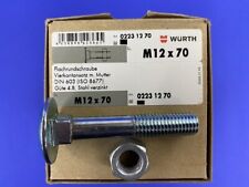 Würth M12 Flachrundkopfschrauben, Schlossschrauben mit Mutter Teilgewinde DIN603