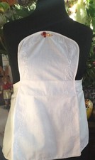 Vintage Servier-Zofe-Cocktail-Schürze-mit Brosche zu befestigen-weiß-Baumwolle