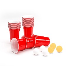 Bierpong Spielmatte Set mit 6x Beer Pong Ball 70x Becher Matte schwarz