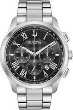 BULOVA 96B288 Herrenuhr Armbanduhr Chronograph Wasserdicht 46 mm silber