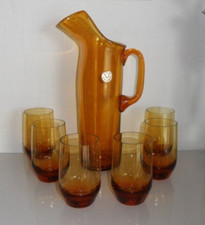 Hirschberg ´Jagdhaus´ Krug +6 Gläser Entwurf Wilhelm Braun-Feldweg Mid Century