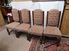 4 Stühle Eiche Antik Hochlehner Set 4 Stück Larp Ritterstühle Federkern Stuhl