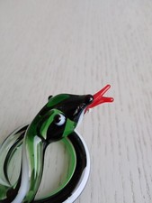 Schlange Glas Figur Glastier Sammelfigur Miniatur L 6,5cm Deko grün/weiß