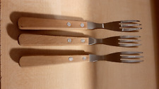 Steakgabel 3Stück Holzgriff Besteck einfache Ausführung silber beige 3Zinken