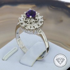 Wert 1.580,- Diamant Brillant Amethyst Ring 585 / 14 Karat Weiß Gold xxyy