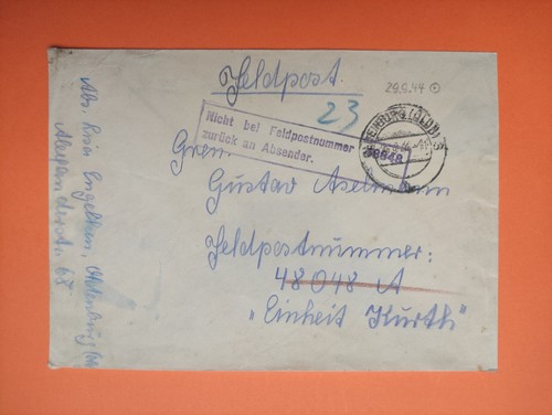 Feldpostbrief ohne inhalt - ohne,