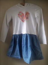 Langarm Kapuzen Kleid Mädchen Oberteil weiß Glitzer, Blütenherz Topolino Gr. 128