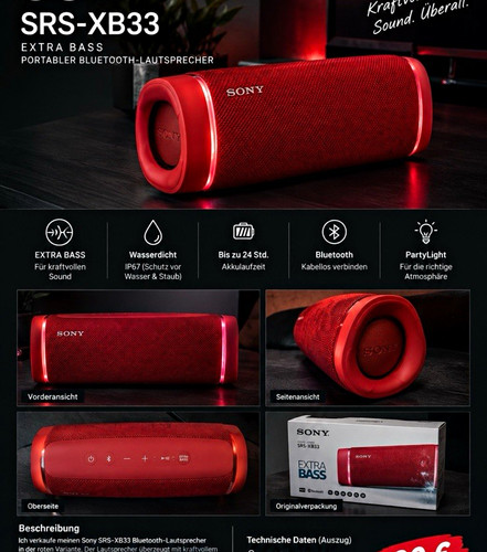 Sony srs xb33 - srs-xb33, tragbarer