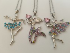 3x Süsse Halskette  Mädchen mit Strasssteinen Ballerina Kette Meerjungfrau,Elfe