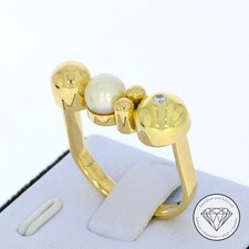 Wert 2.050,- Edler Perlen Brillant Designer Ring 750 / 18 Karat Gelb Gold xxyy