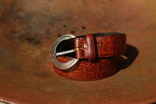 Schuchard & Friese Vintage brauner Kroko-Prägung Ledergürtel, Größe 80