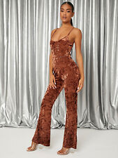 Damen Samt Hosenanzug  2 Teiler Body  & Schlaghose Gr M 38 Neu