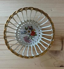 Feine Porzellan-Korbschale mit Goldrand – Handarbeit – Made in Romania  Beschrei