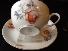 Sammeltasse Kaffeetasse Porzellan Kronach Bavaria Sepia Rosen Golddekor  50/60er