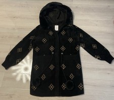 Mantel Alpaka Schwarz Muster