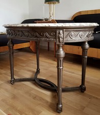 Französischer Louis-XVI.- Ovalen Salontisch/Beistelltisch mit Marmorplatte 19 Jh