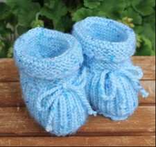Babyschuhe gestrickt gehäkelt blau Jungen Stricksocken Geschenk Schühchen Taufe