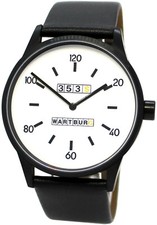 Wartburg 353S Herrenuhr Made in Germany  Edelstahl IP Uhrband schwarz weiß 42mm