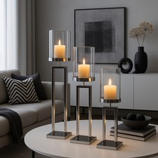 3er Kerzenständer Set Chrom &