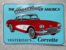 über 30 Jahre altes grosses Blechschild 43x28 cm CORVETTE C1, sehr selten, NEU