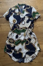 Damen Long Bluse Tunika Gr. M 38 weiß blau grün gold TOP!