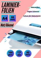 100-1000 Matt / Glänzende Laminierfolien DIN A5/A4/A3 | 80/125/175 mic