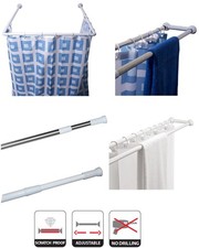 Duschvorhangstange Teleskop 70-260 cm Nische Eck Klemm Ausziehbar Ohne Bohren