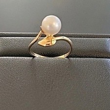 Ring 14 Karat Gold Perle Efeu