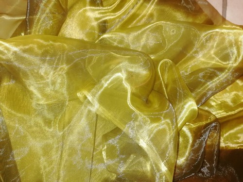 Organza stoff grün gold - stoff, grün-gold
