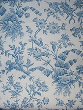 2 (!) rolls * BRUNSCHWIG & FILS Inc "Shell toile" wallpaper blue * Luxus Tapete 
