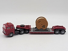 Wiking  ---   Magirus 235D Tieflader Auflieger rot-braun mit Kabelrolle VDK